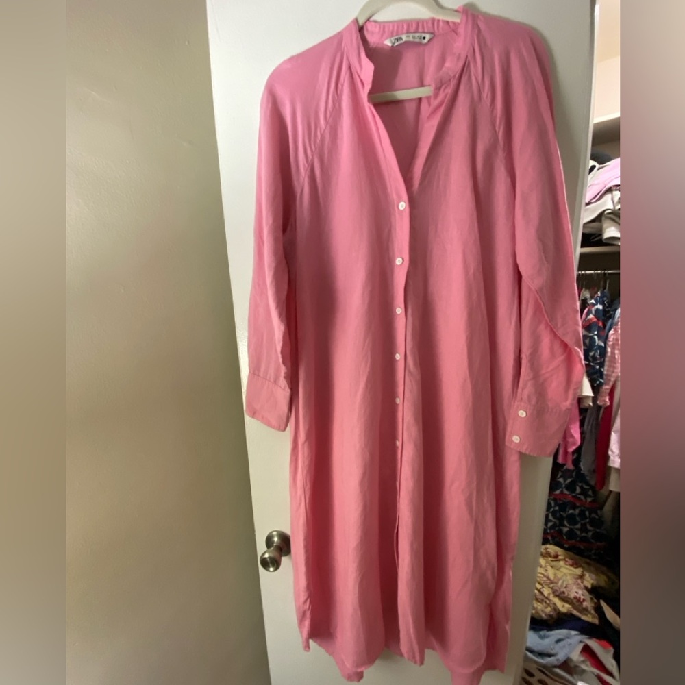 Zara pink linen tunic dress